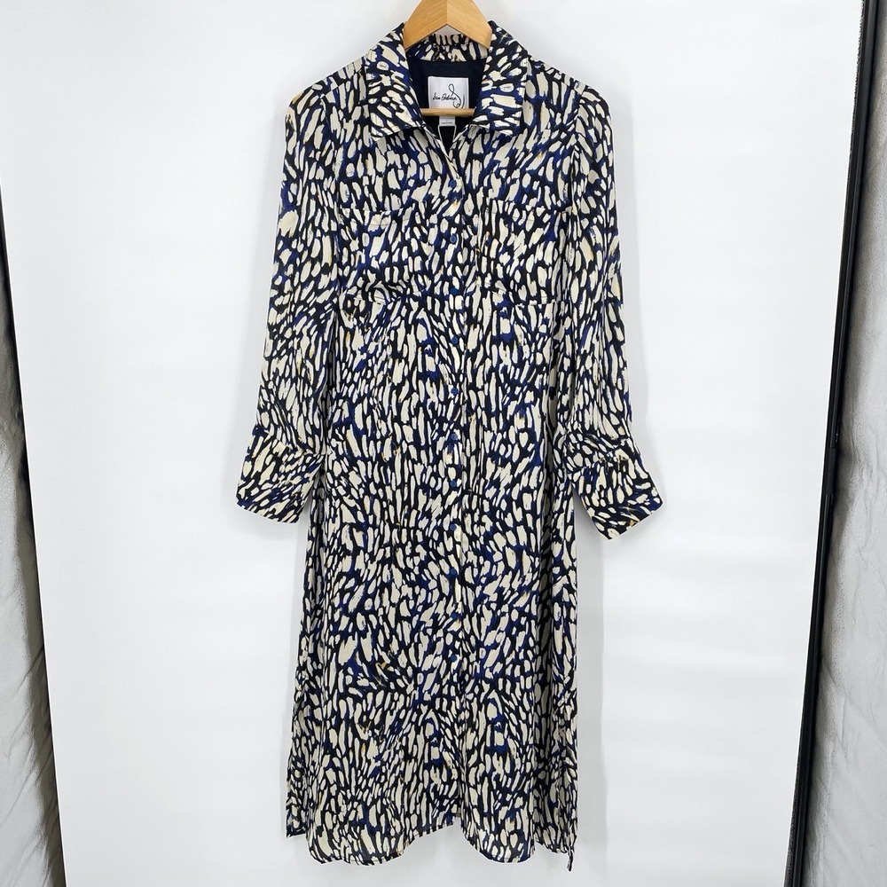 NEW Sam Edelman Size 6 Abstract Print Long Sleeve Shirt Dress Midi Luxury Office - Picture 5 of 12